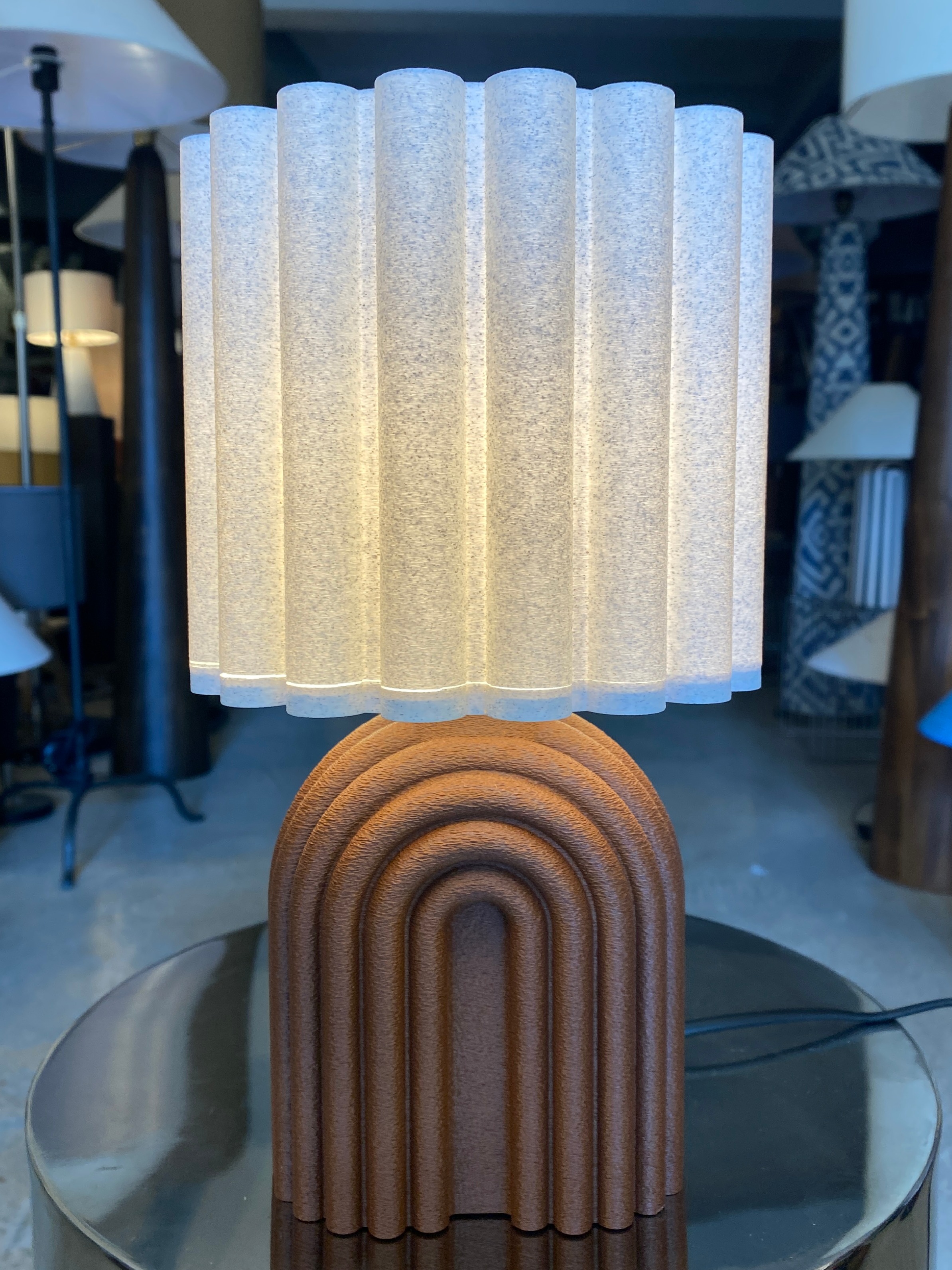 Mcy Dekor Modern Pliseli Ahşap Desen Abajur - 3D