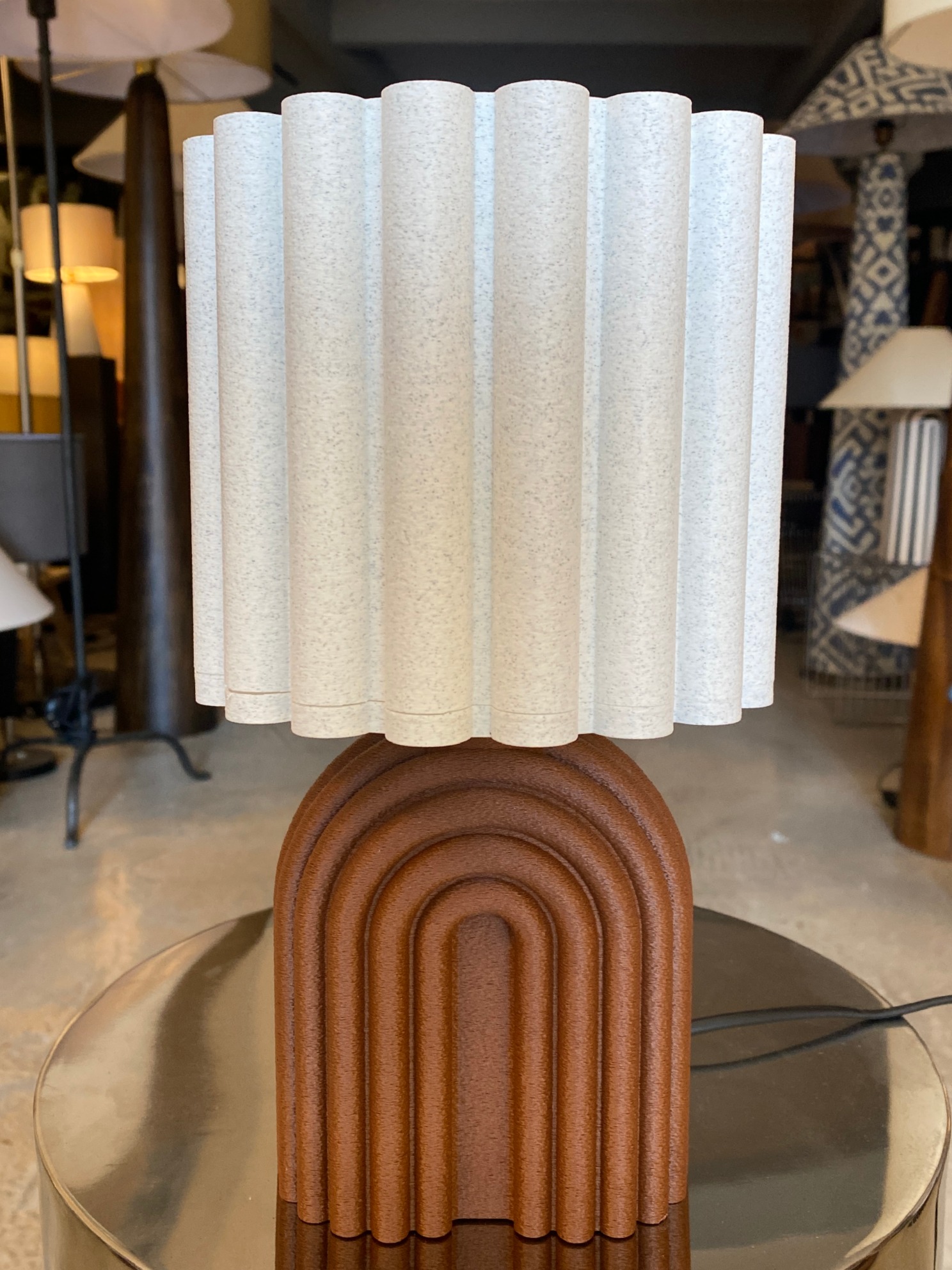 Mcy Dekor Modern Pliseli Ahşap Desen Abajur - 3D